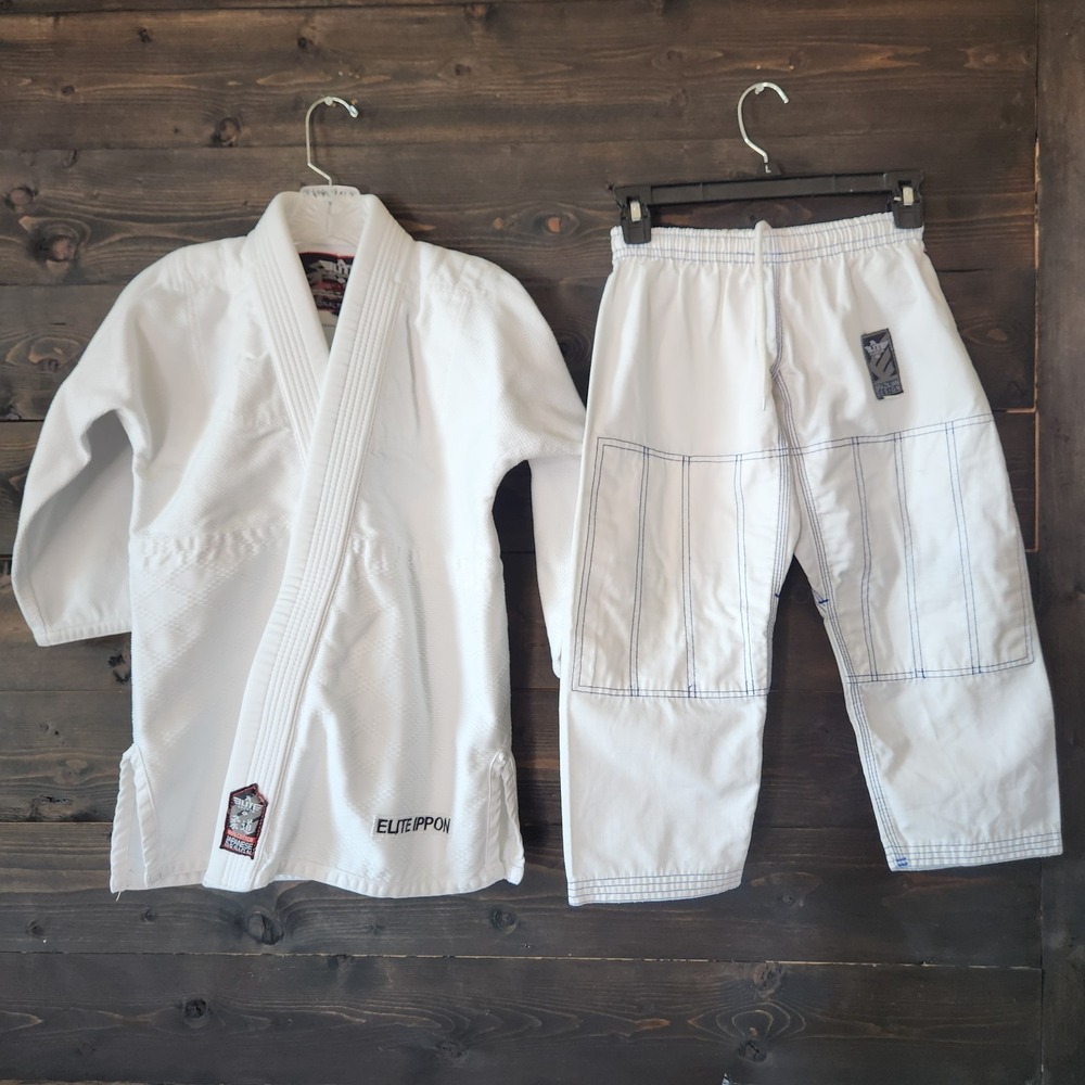 Elite Sports Youth BJJ Gi White Size 0 and C00‎ Brazilian Jiu Jitsu Uniform